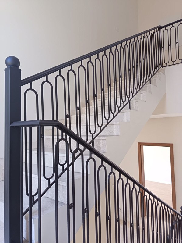 Decorative metal balustrade on staircase